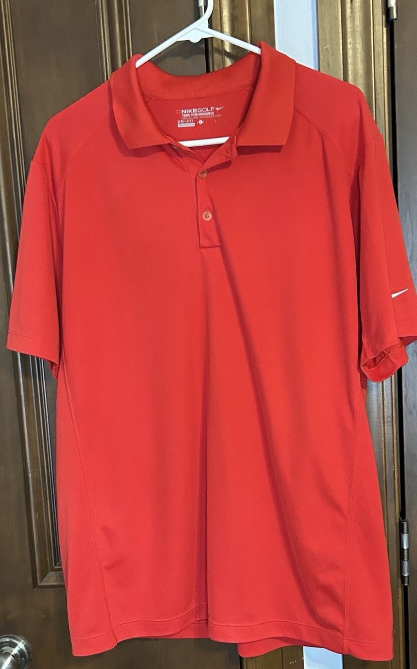 Nike Golf Polo Shirt Men’s Large Red Short Sleeve Tour Performance DriFit